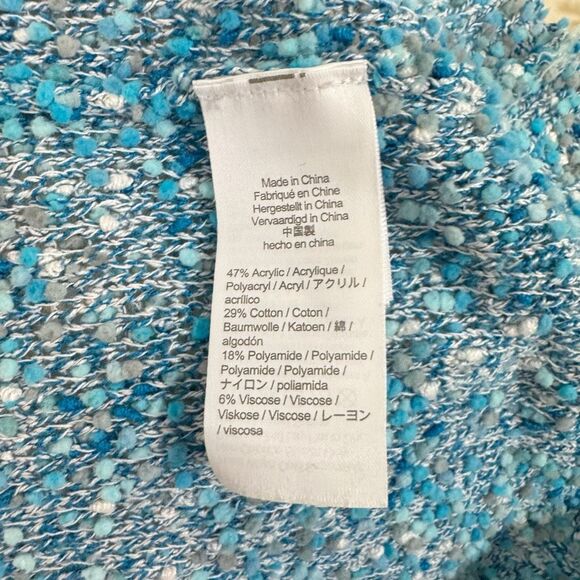 J. CREW | tweed fringe shell | medium | top | teal aqua - Picture 6 of 8